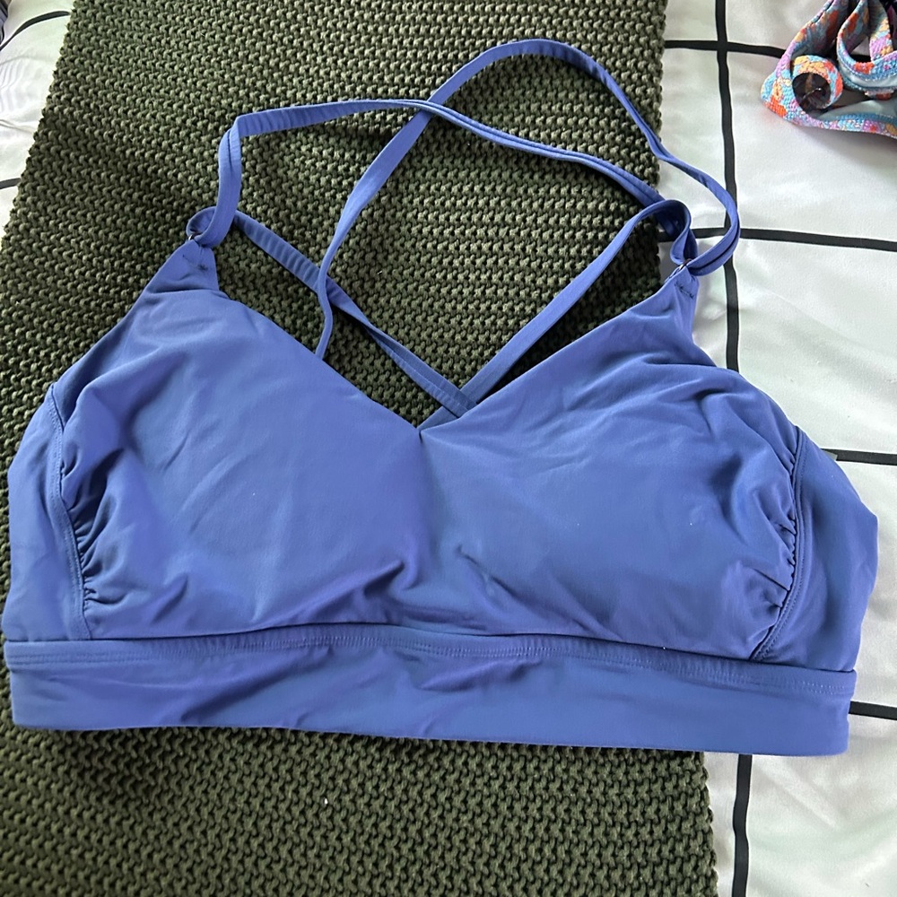 CALIA by Carrie Underwood Blue Bikini Top with Crossed Straps